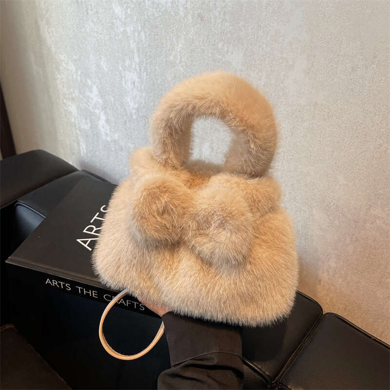 New cute female personality rabbit handbag, plush bucket niche single shoulder crossbody bag, 2024 new casual versatile fashion clothing