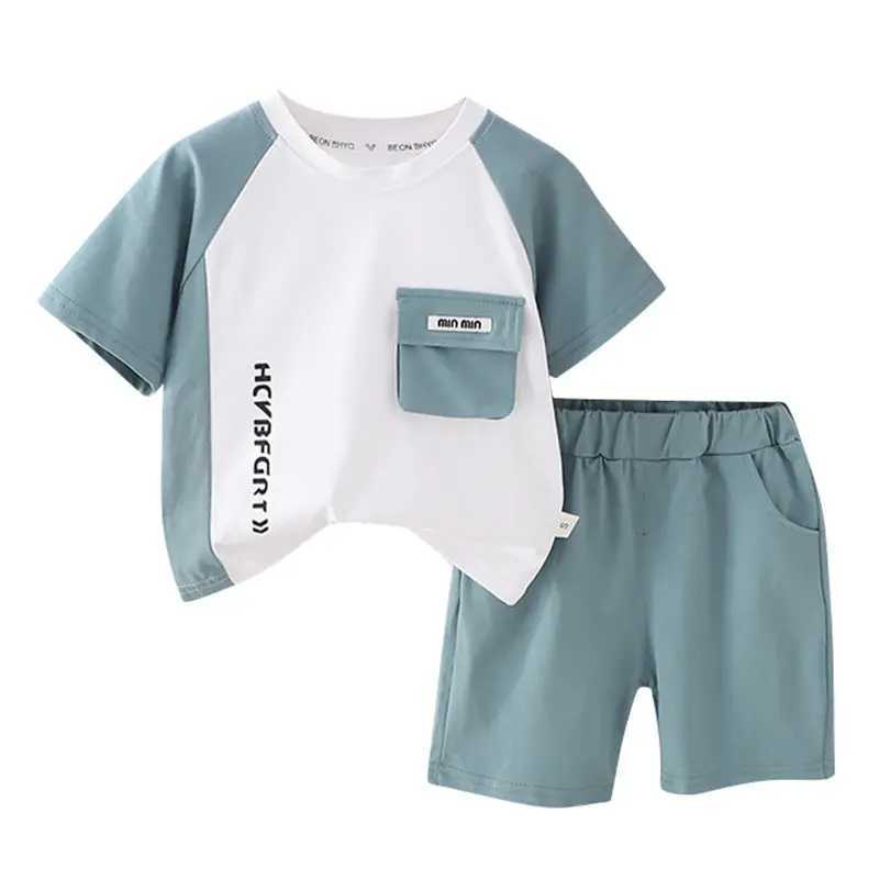 Clothing Sets Summer Children Boys Suit Kids Sport Cotton Causal ket T-Shirt Short Pants 2Pcs/Set Toddler Baby Clothing Tracksuit 0-5 Years H241214
