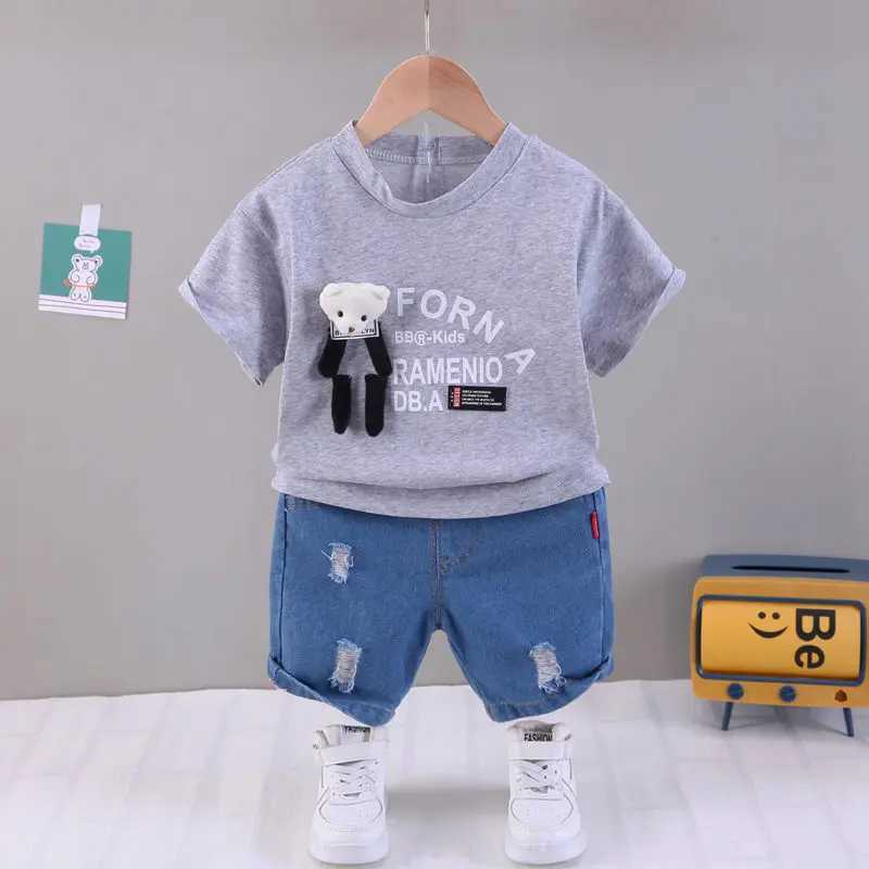Clothing Sets Summer Children Boys Girl Clothing Kids Cartoon T-Shirt Shorts 2Pcs/Sets Toddler Leisure Suits Baby Cotton Tracksuits 0-5 Years H241214