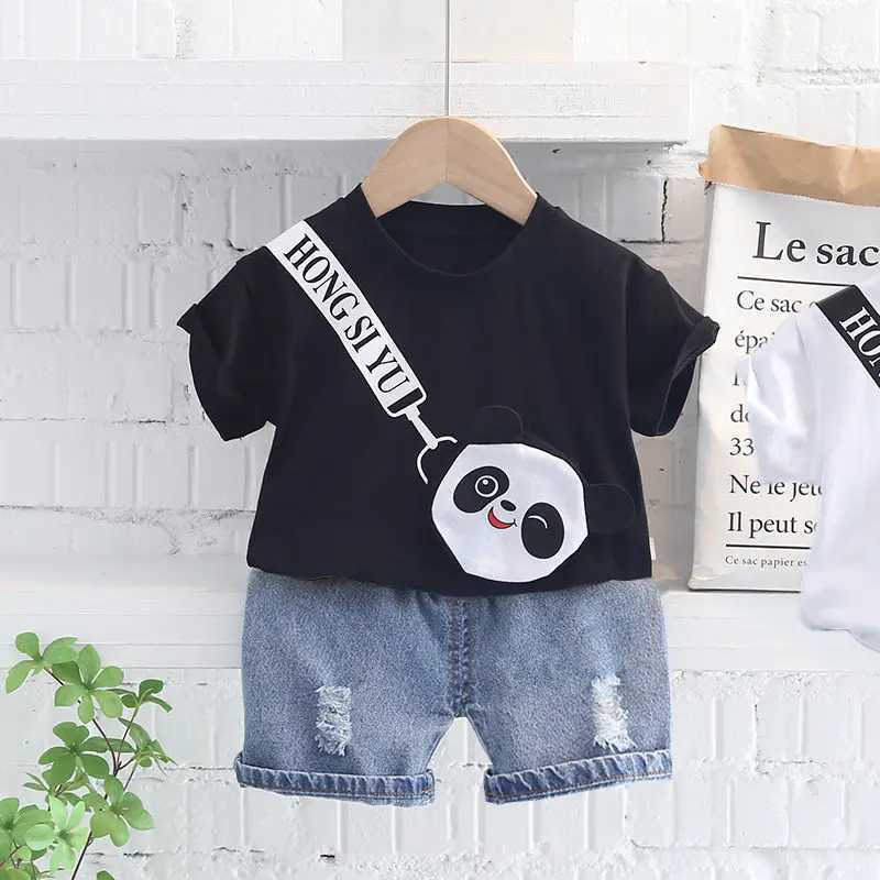 Clothing Sets NEW Baby Boys Summer Wear Newborn Children Clothing Boys Short Sleeve Cartoon T-Shirt Short Pants Tracksuit Suit 2pcs/Set H241214