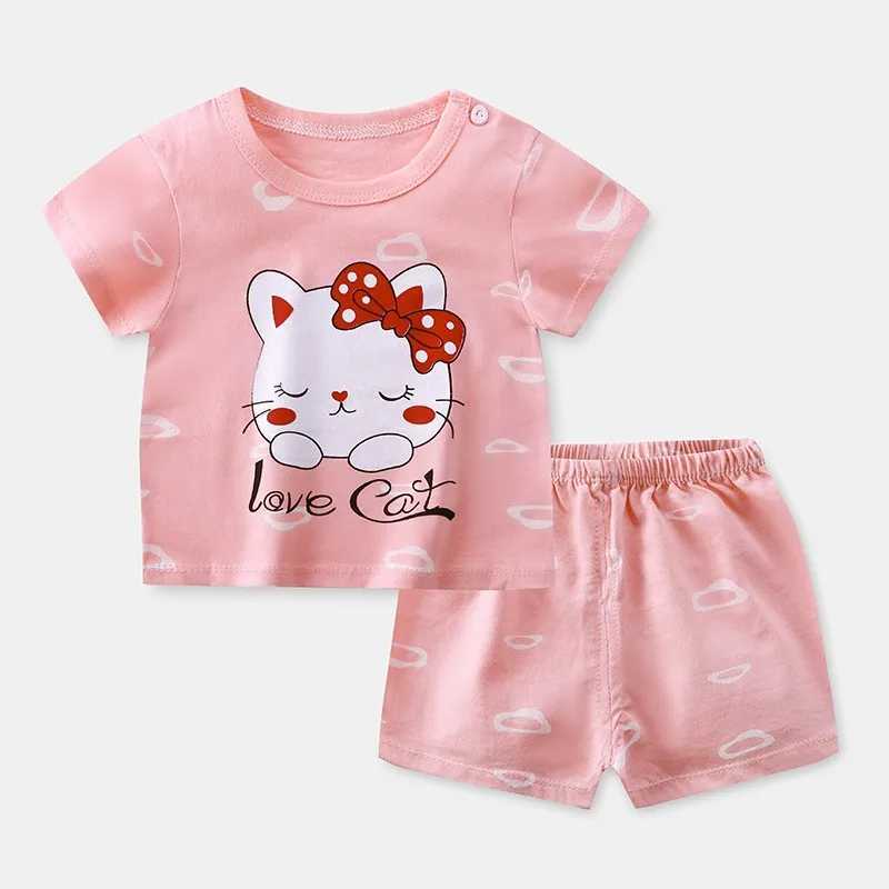 Clothing Sets Summer Short Sleeve Tracksuits For Boys And Girls Casual Loose TShirt Children New Round Neck Tops Loose Shorts Fashion 2pcs H241214
