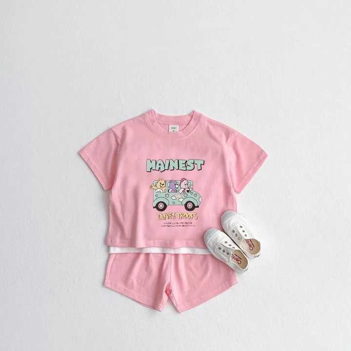 Clothing Sets Summer Childrens Boys Cloths Cartoon Teddy Bear Printed T-shirt And Shorts 2-piece Set For Girls Short Sleeved Top And Bottom H241214