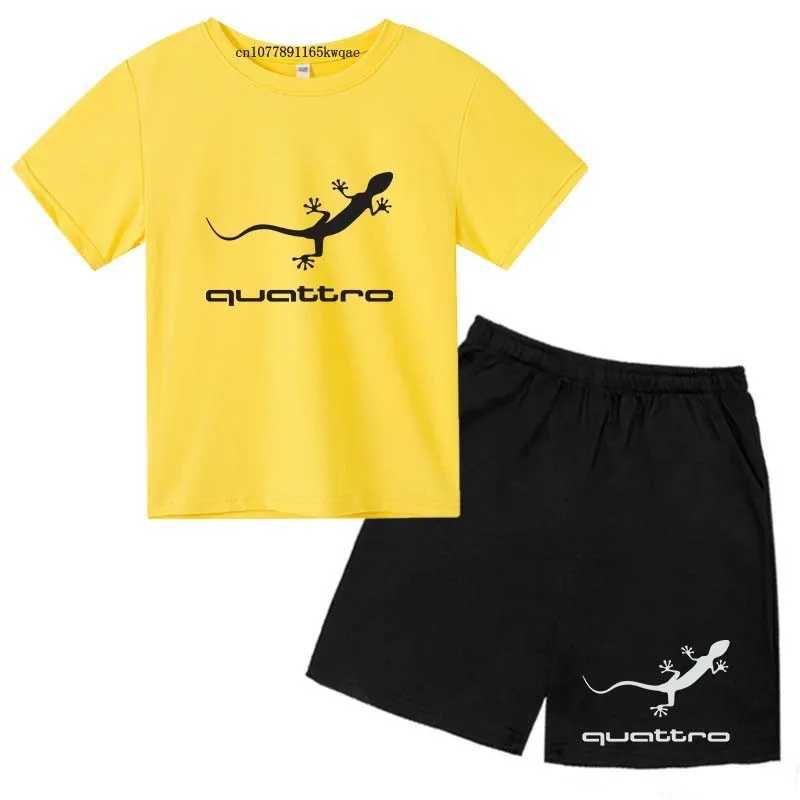 Clothing Sets Kids Funny Gecko Print Summer Casual Breathable T-shirts+Shorts 2pcs Suits 2-13Years Boys Girls Outfit Children Clothes Tee Sets H241214