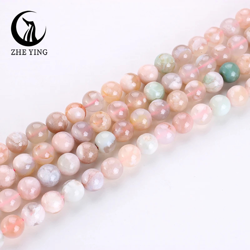 Zheng Yings cherry blossom agate beads round loose gemstone are used for making bracelets and DIY jewelry accessories 241212