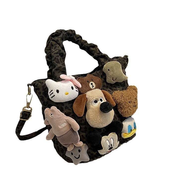 Korean version of niche cute handbag for women 2 fashionable cartoon commuting crossbody style personalized shoulder bag 2024 temperament versatile ne