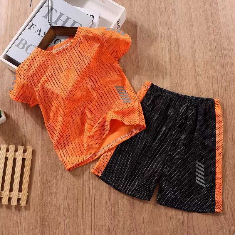 Clothing Sets Summer Kid Boy Clothes Set Breathable Quick Drying T-shirts and Shorts Suit Children Girls Side Stripes Sport Tracksuits H241214