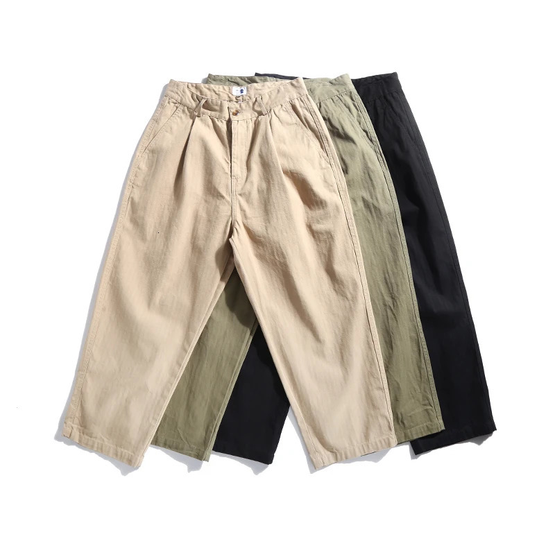 Spring Autumn Korean Fashion Streetwear Khaki Cargo Pants Men Clothing Harajuku Casual Harem Trousers Japanese Baggy Pants 241214