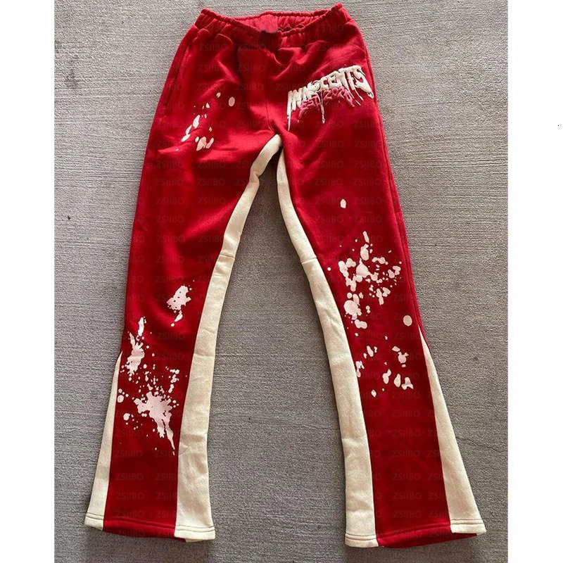 Y2k Pants Men Loose Print Trousers Casual Sweatpants Mid Waist Sporty Female Clothes Streetwear Hip Hop Vintage Flared Pants 241214