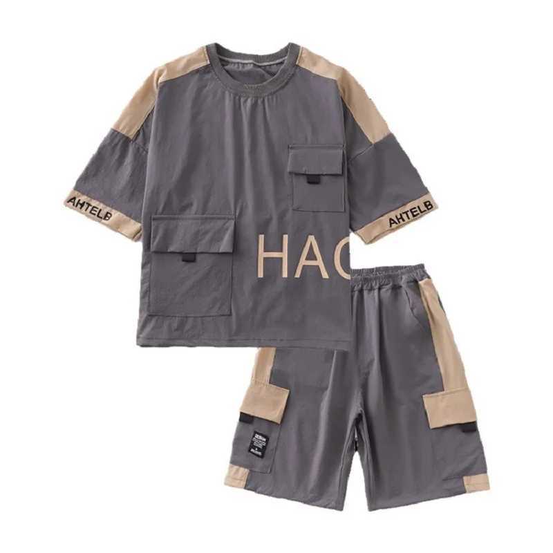 Clothing Sets Summer Teenage Boy Short Sleeve Clothes Set Children Letter Print Top and Bottom 2 Pieces Suit Kid T-shirts Shorts Tracksuit H241214