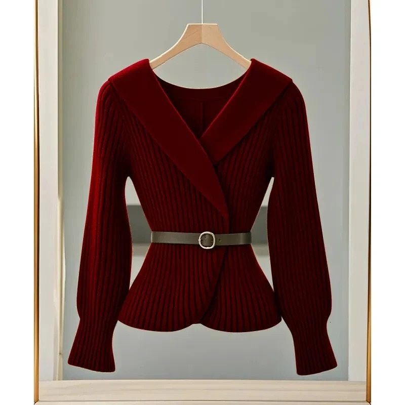 2025 AutumnWinter Versatile Leisure Unique Womens Knitting Cardigan Sweater Jacket Temperament Long Sleeve Ladies Coat 241214