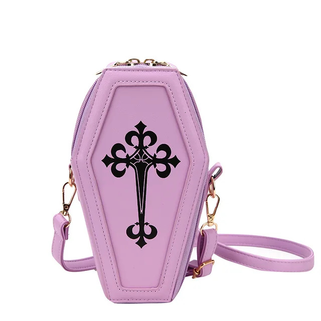 New Designer Retro Gothic Women's Characteristic Handbag Cross Cross Waist Bag Coffin Shaped Themed Party Wallet Diagonal Cross Bag