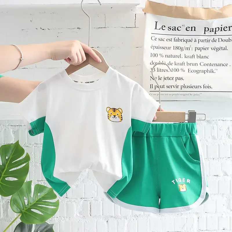 Clothing Sets Children Cotton Out Clothes Summer Baby Boys Cartoon Dinosaur T Shirt Shorts 2Pcs/Set Infant Kids Fashion Toddler Tracksuits H241214