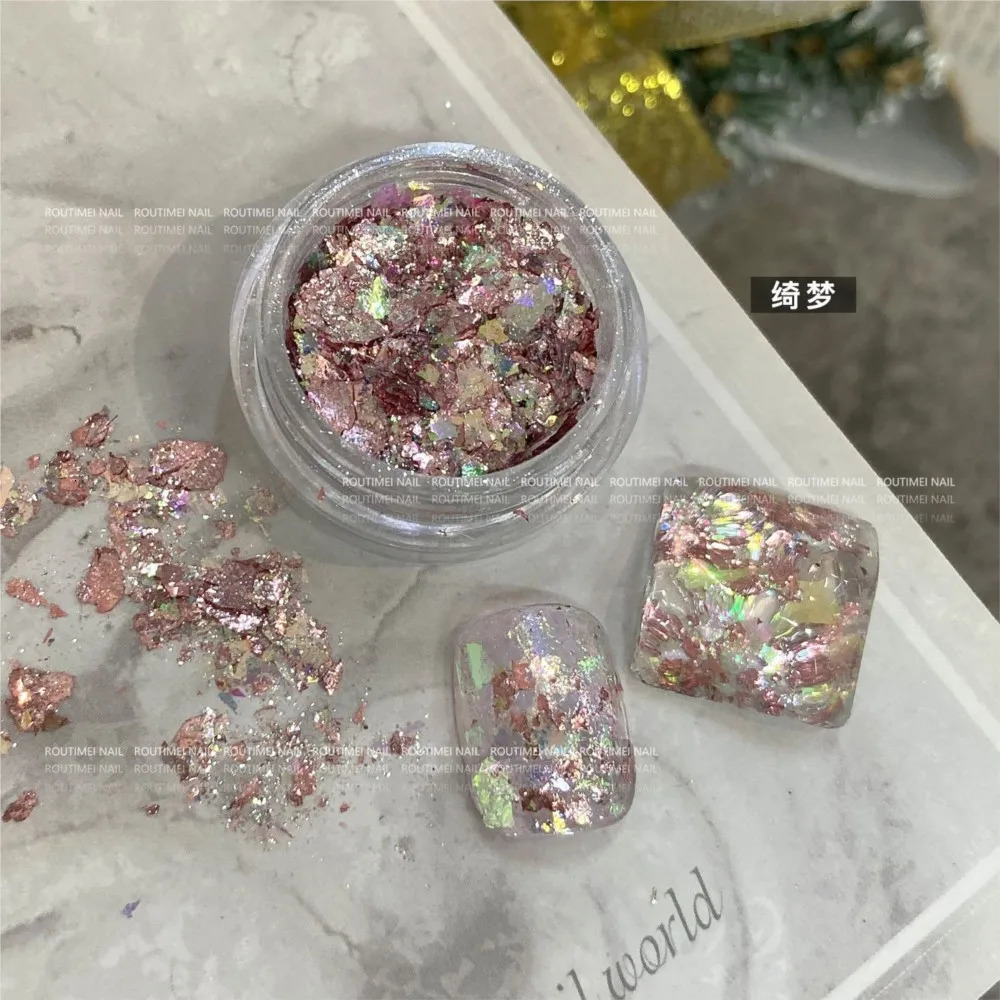 41 box irregular foil opal nail glitter gradient symphony polarizing thin film silver gold mixed art decoration 241213