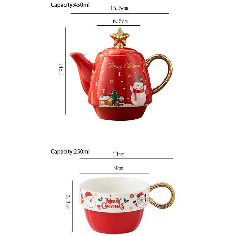 Christmas Ceramic Tea Cup Set with Gift Box Santa Claus/Elk Cartoon Tea Set Coffee Cup Party Decoration Christmas Gift Y241214