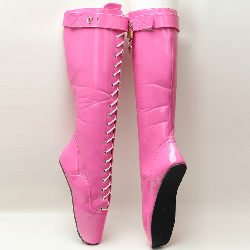 18Cm Hoof Heelless Women Knee High Ballet Boots,Fetish Dance Shoes,Men Cosplay Botas,Black,Peach,36-46,Custom Colors,Dropship