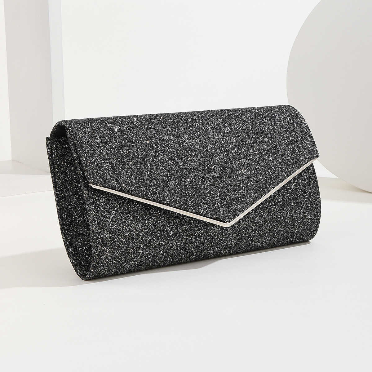 Clutch Bag New Fine Flash Dinner Bag Metal Three Fold Bag Holding One Shoulder Messenger Dress Evening Bag 240920