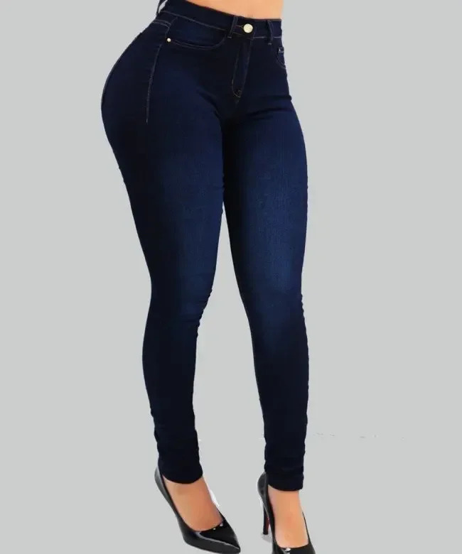 2024 Womens Office Elastic Jeans Leg Pants High Waist Peach Hip Ultra Thin Seamless Pencil Denim Casual 241212
