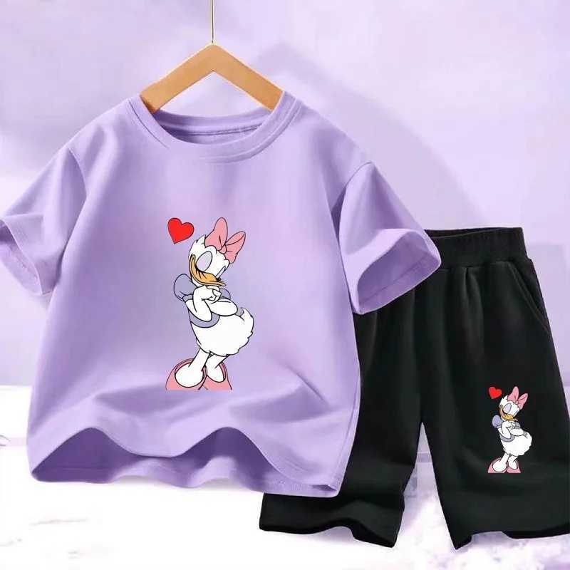 Clothing Sets Summer Baby Girl Boy Clothes Set Children Daisy Cartoon Printing T-shirts and Shorts 2Pcs Suit Kid Short Sleeve Tracksuit H241214