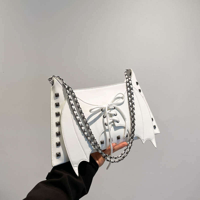 Niche design punk style spicy girl handbag personality bat retro rivet motorcycle underarm shoulder bag 2024 new casual fashion trend clothing