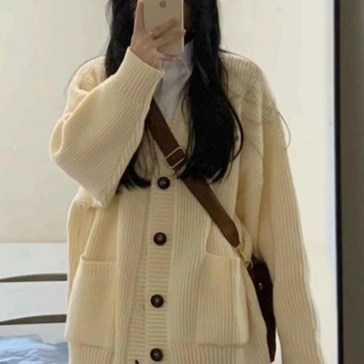 Cardigan Knitted Gray Sweater Jacket Spring and Autumn Womens Clothing French Casual High-end Womens Top 241214