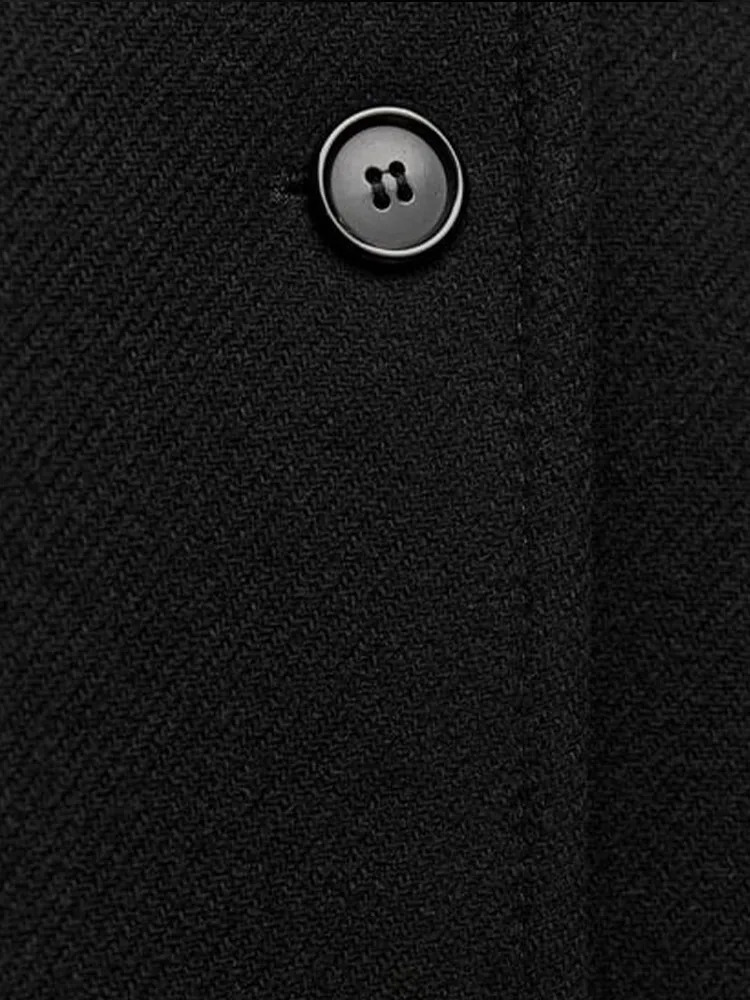 Womens retro solid long sleeved womens jacket elegant autumn winter pocket womens jacket 241214