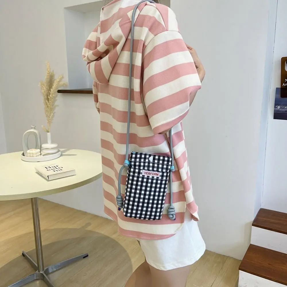 Polyester Mesh Shoulder Bag Multi functional Large Capacity Square Pocket Mini Cartoon Phone Bag 241213