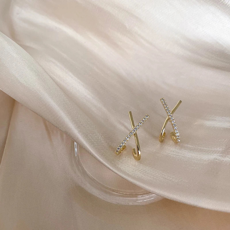 Anziw Trendy Cross X Stud Earrings S925 Silver for Women Piercing Ear Earring Fashion Fine Jewelry Gift Valentines 241214