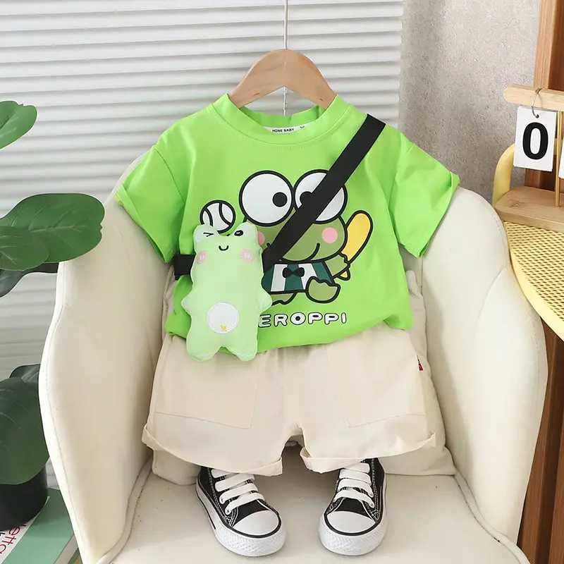 Clothing Sets Boy Summer Newborn Children Clothing 2pcs/Set Short Sleeve Cartoon T-Shirts Pants With Toy Tracksuit Suit 1 2 3 4 5 Years H241214