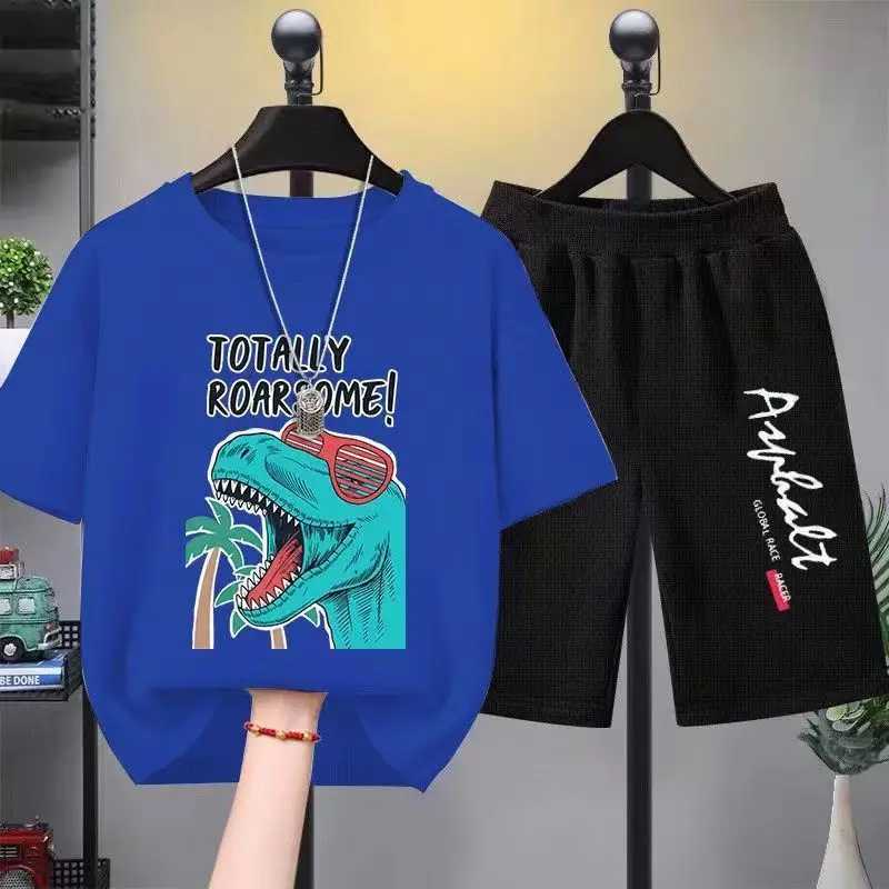 Clothing Sets Summer Baby Girls Clothes Set Children Boy Dinosaur Printed T-shirts and Shorts 2pcs Suit Casual Top Bottom Outfits Tracksuits H241214