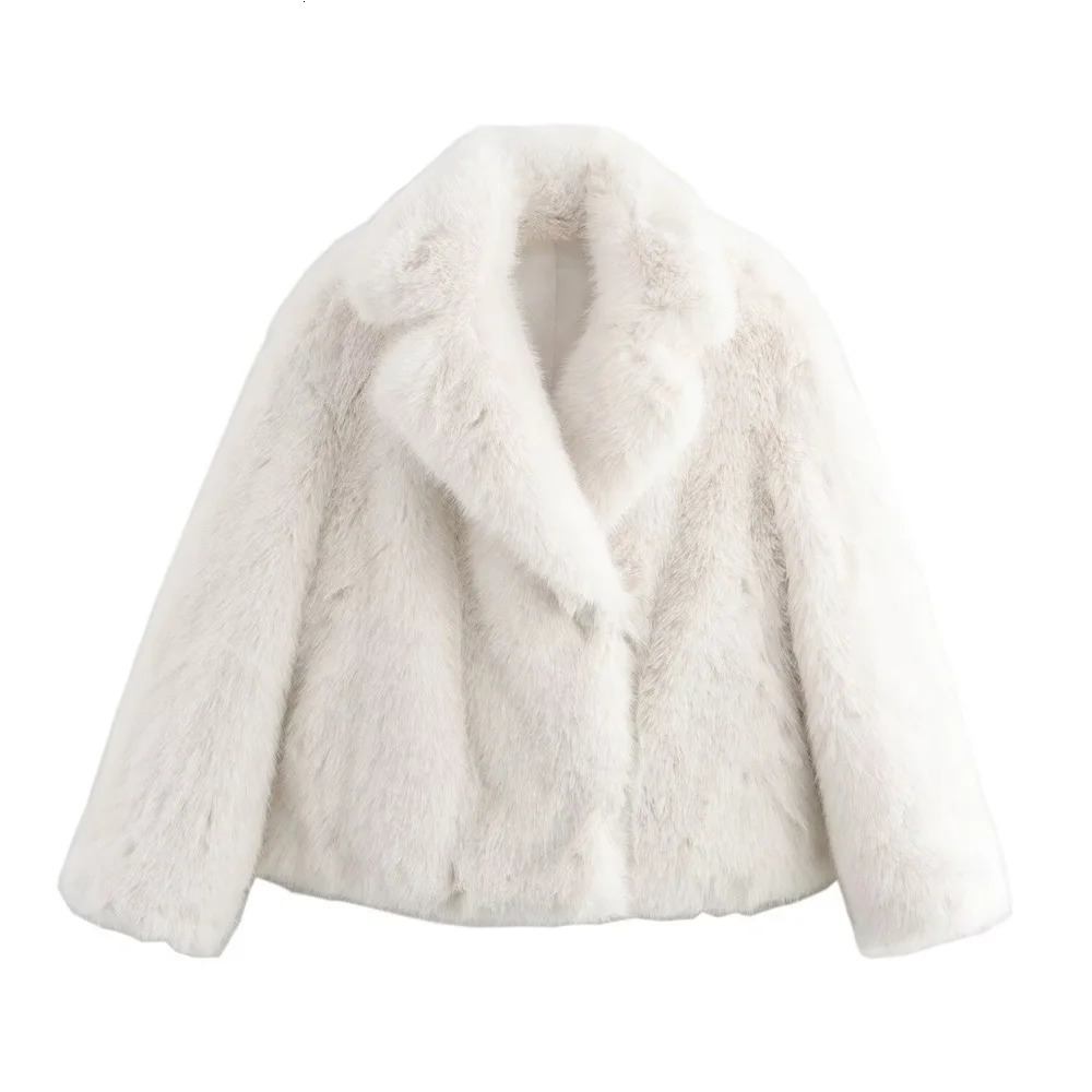 RARF Womens Versatile Warm Fury Coat with Collar Button Decoration AutumnWinter Clothing 241211
