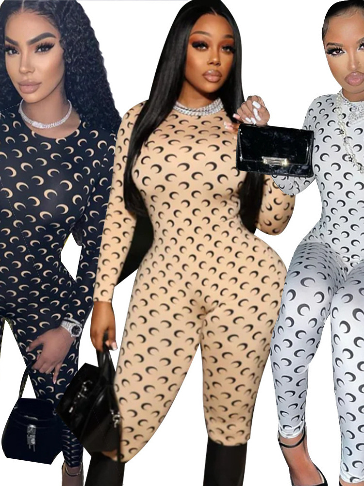 Women's Outdoor Sunscreen Diving Swimsuit Long Sleeve With Chest Pad Casual Fashion Printed One-Piece Trousers