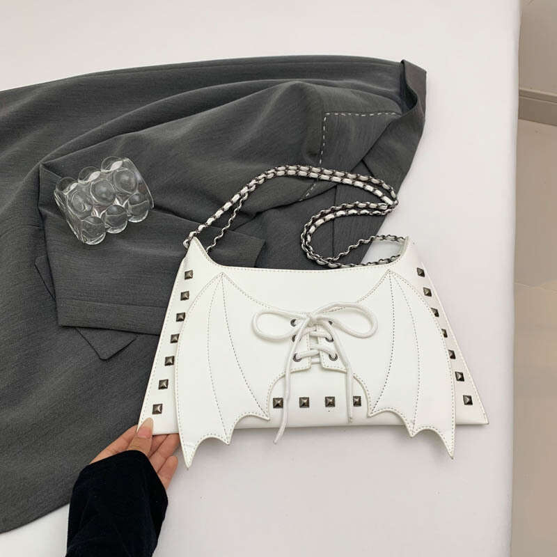 Niche design punk style spicy girl handbag personality bat retro rivet motorcycle underarm shoulder bag 2024 new casual fashion trend clothing