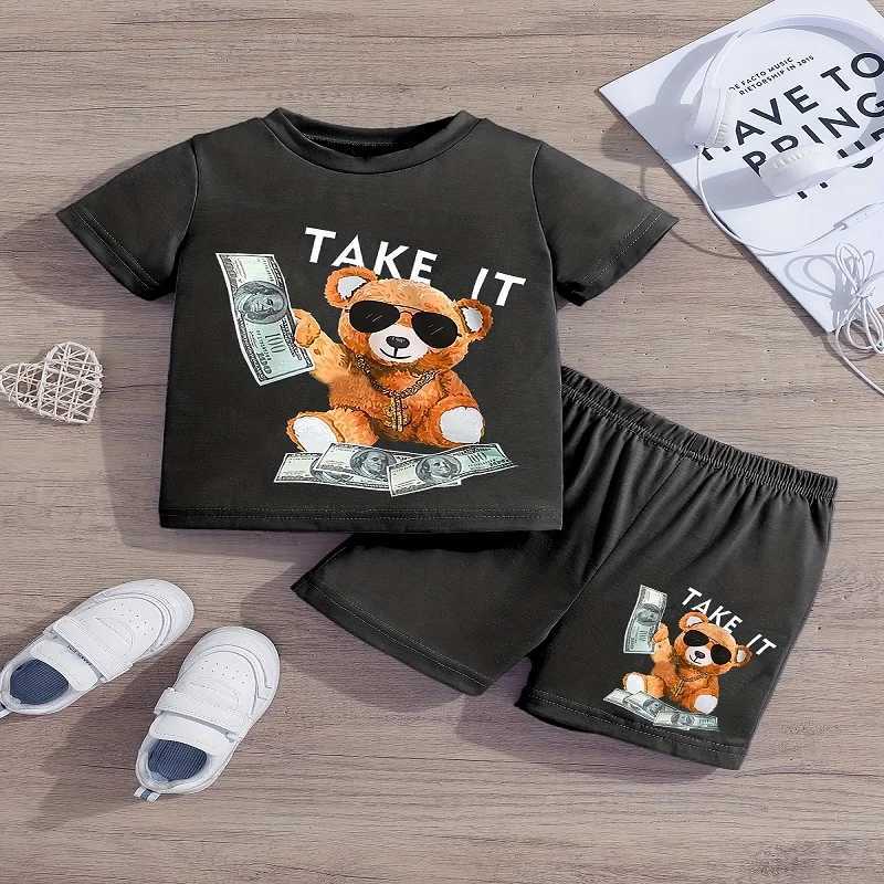 Clothing Sets Summer Baby Clothes Set Children Boy Printed T-shirts and Shorts 2 Pieces Suit Kid Short Sleeve Top Bottom Outfits H241214
