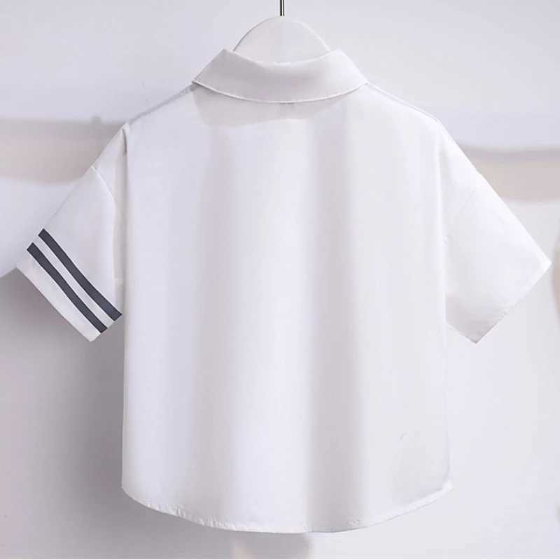 Clothing Sets Summer Children Girls Clothes Set JK Student School Lapel Tshirts and Plaid Pleated Skirts Suit Kid Top Bottom Outfits with Tie H241214