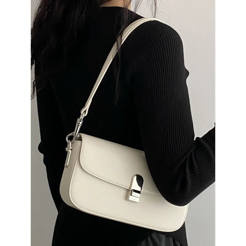 Gainny Elegant Y2k Black Shoulder Womens Office Solid Color Handbag Womens Aesthetic Fashion Work Bag 241213