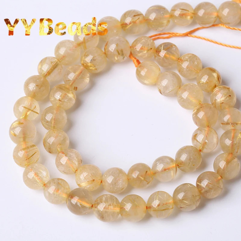 5A highquality natural gold ruby crystal round loose cushion beads for jewelry making DIY bracelets 4 6 8 10 12mm 241212