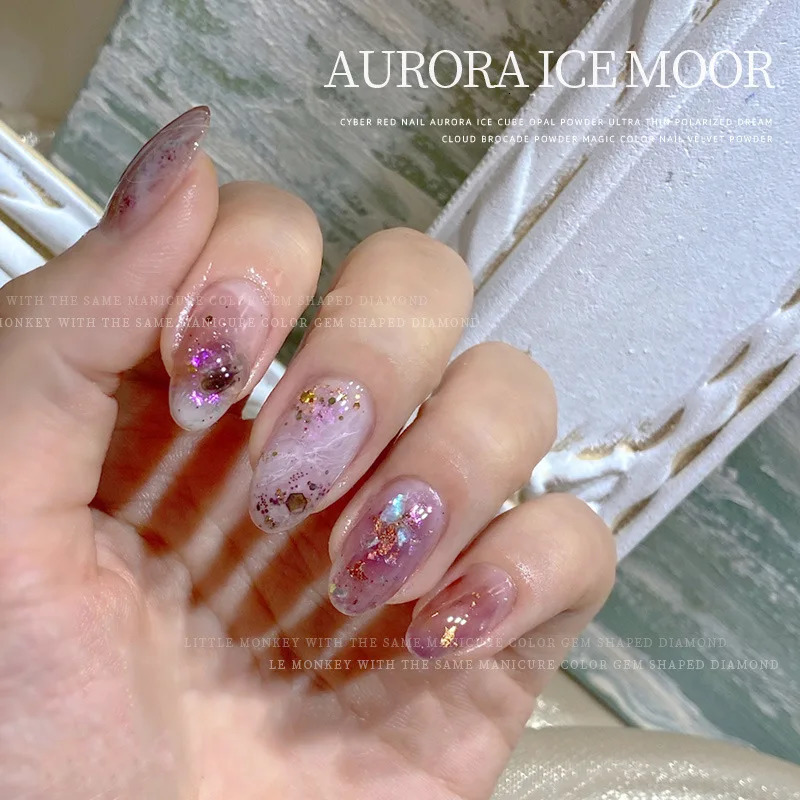 1 box of Aurora opal nail glitter gradient symphonic polarizer magic mirror mica powder DIY decoration 241213