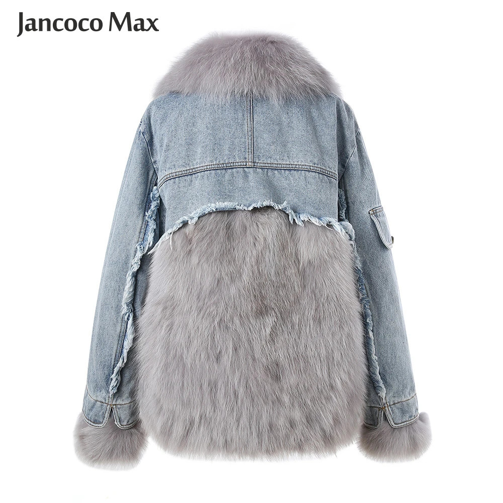 Winter fur coat womens fashion fox fur Parka warm coat womens clothing denim jacket with fur jeans S3502 241210
