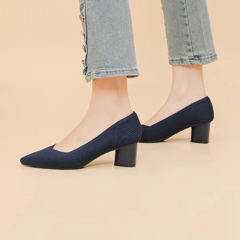 Womens high heels knitted breathable anti slip rubber sole 2024 version 6cm high 241213