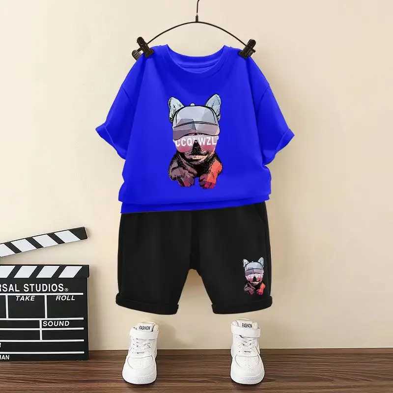 Clothing Sets Summer Baby Boy Clothes Set Children Girls Cartoon Dog Printed T-shirts and Shorts 2 Pieces Suit Kid Fashion Top Bottom Outfits H241214