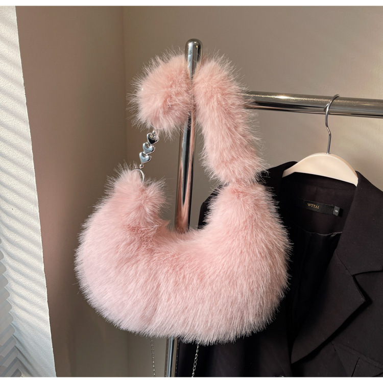 New autumn and winter collection, cute Korean women's zipper bag, large capacity fur crossbody shoulder bag