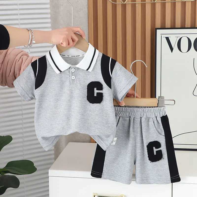 Clothing Sets Summer Kids Clothes Baby Children Boys Fashion T-Shirt Shorts 2Pcs/Set Toddler Casual Embroidery Clothing Infant Tracksuits Suit H241214