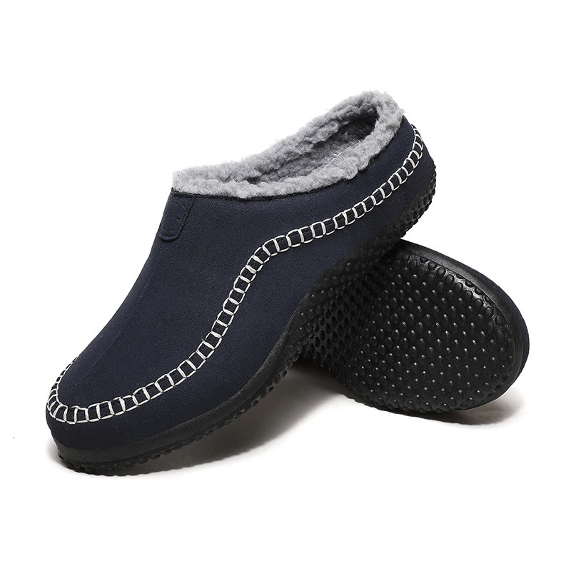 Mens Slip On Moccasin SlippersWinter IndoorOutdoor Warm Fuzzy Comfy House Shoes For MenWide Loafer Slippers Plus Size 3848 241214
