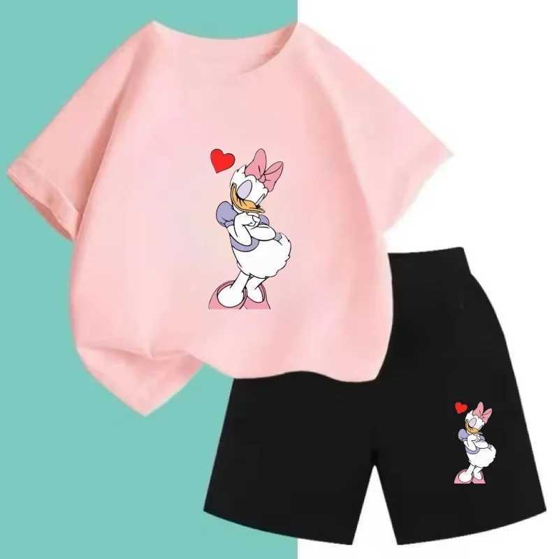 Clothing Sets Summer Baby Girl Boy Clothes Set Children Daisy Cartoon Printing T-shirts and Shorts 2Pcs Suit Kid Short Sleeve Tracksuit H241214