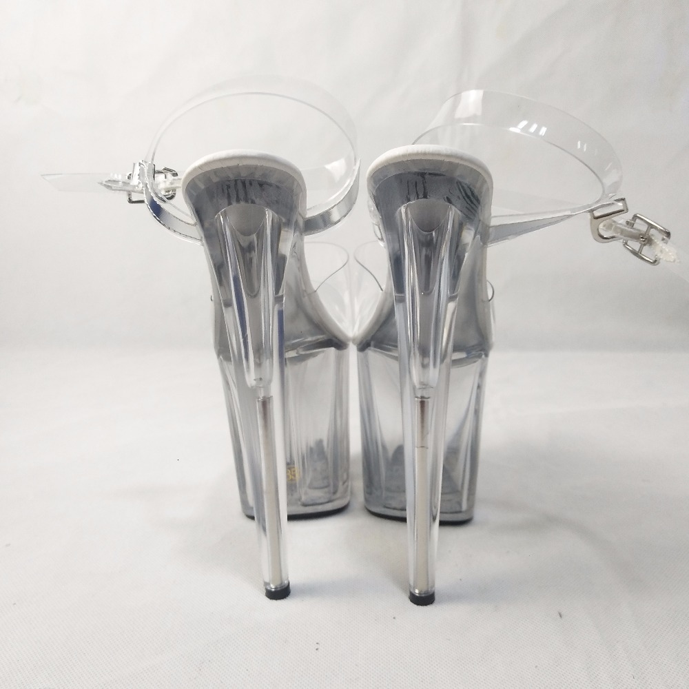 8 Inch, Full Transparent Crystal 20 Cm High Heel Pole Dancing Shoes/Show/Star/Model Wedding Shoes, Stage Sandals