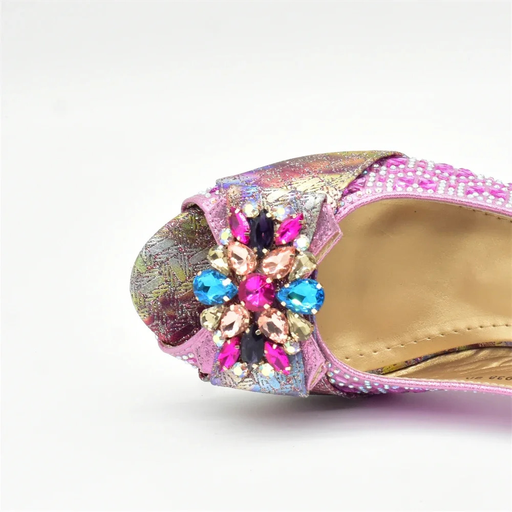 Fashion Italian Shoe Bag Set Designer 2024 African Ladies Shoes And Bags Decorated With Rhie Wedding Women Pumps
