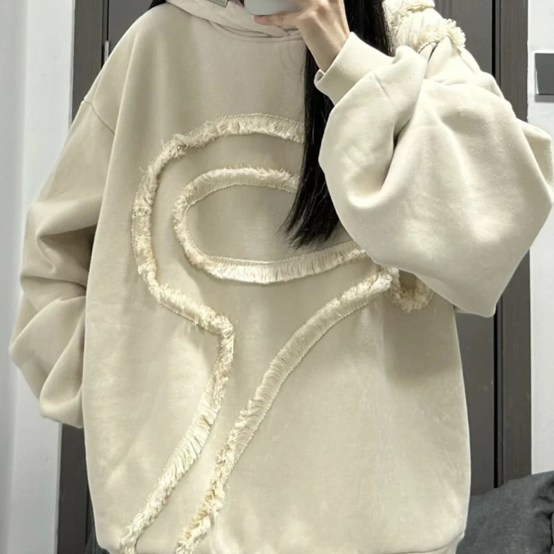 Woman Tops Korean Plain Baggy Hoodies Loose Essential 2000s Cotton Clothes Dropshiping M E Hooded Sweatshirt for Women 241214