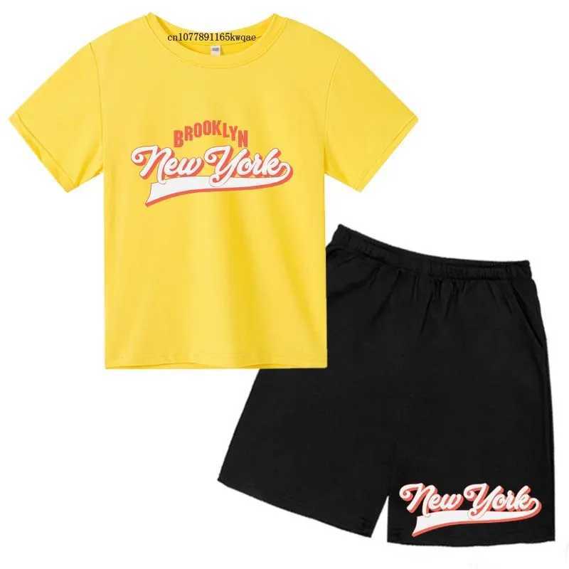 Clothing Sets Kids Summer Leisure Letter Print Soft T-shirts+Pants 2pcs Suits 2-13 Years Boys Girls Sports Streetwears Children Clothes Sets H241214
