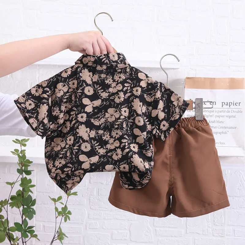 Clothing Sets Children Cotton New Summer Clothes Kids Boy Cartoon Printe Flowers Shirts Shorts 2Pcs/Set Infant Baby Fashion Toddler Tracksuits H241214