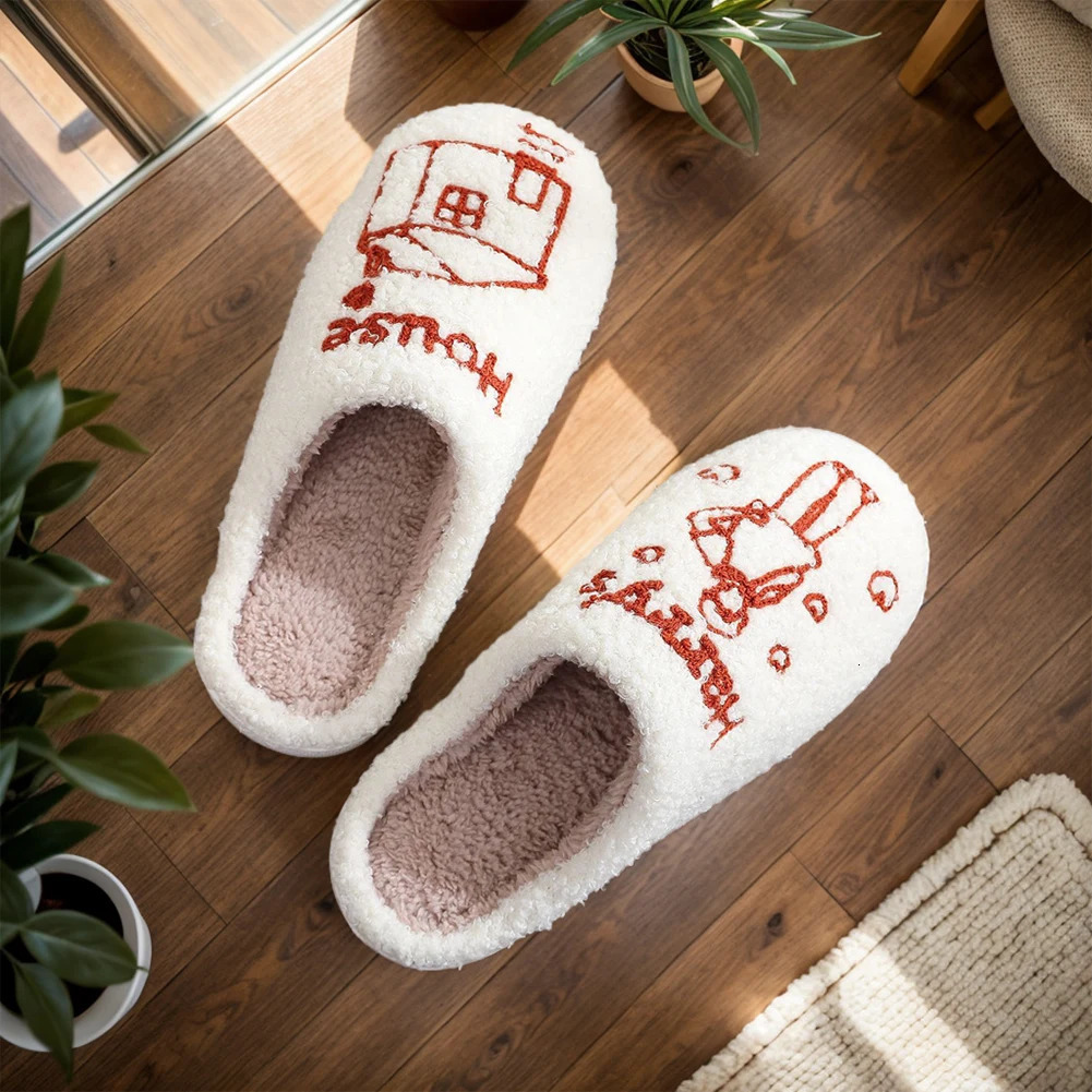Harrys House Slippers Plush Couple Comfortable Fuzzy Indoor Soft Fluffy Closed Toe Slides for Autumn Winter 241214